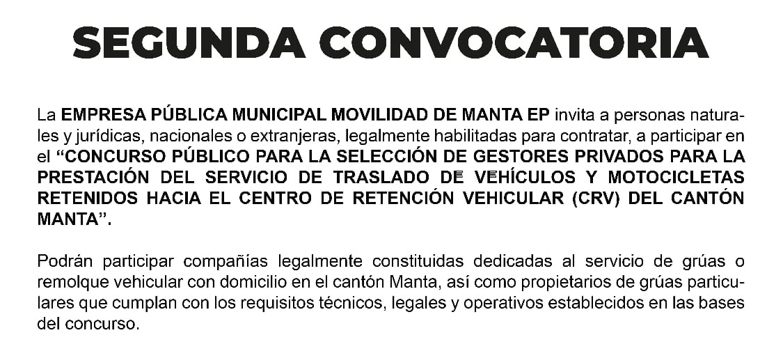 Segunda Convocatoria Grúas