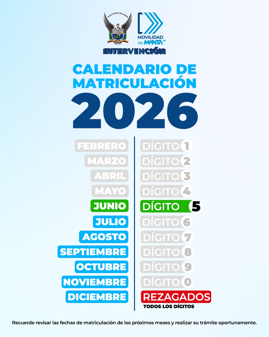 Calendario de matriculación 2026