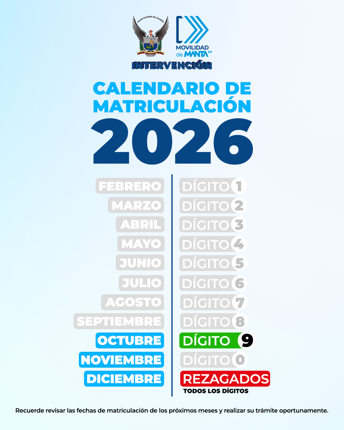 Calendario de matriculación 2026