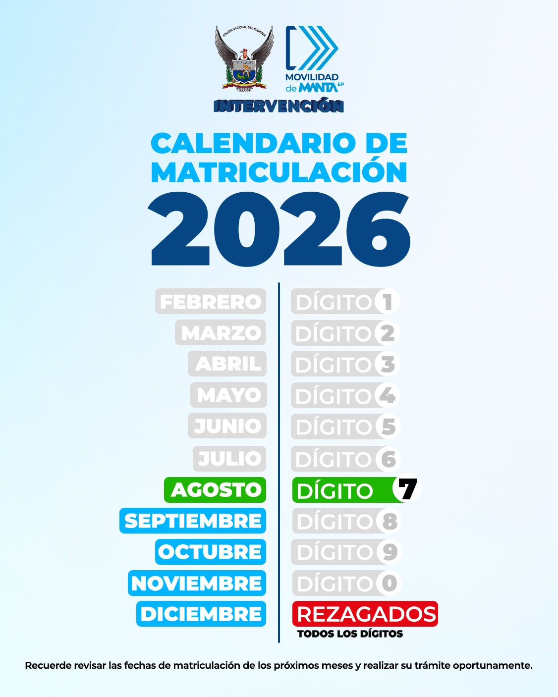 Calendario de matriculación 2026
