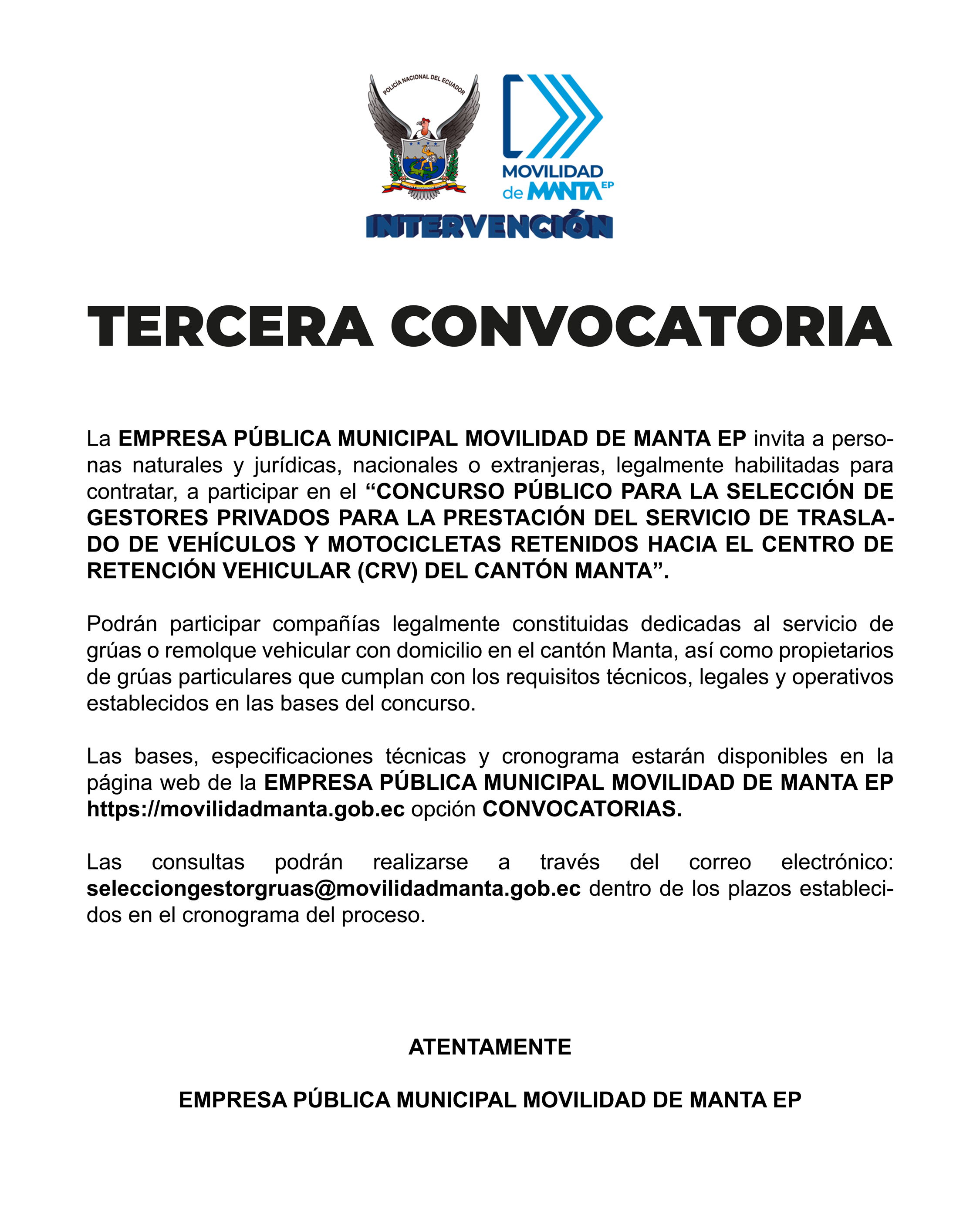 TERCERA CONVOCATORIA